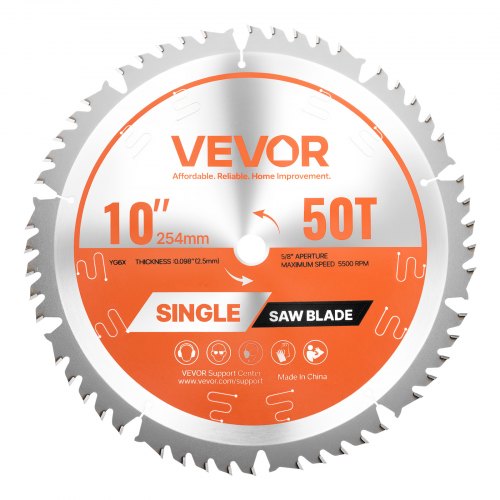 

VEVOR Lame de scie circulaire Ø 254 mm, lame de coupe pour scie circulaire, 50 dents alliage, arbre 15,875 mm, finition soignée, avec évents de chauffage antibruit, pour couper contreplaqué, bois dur