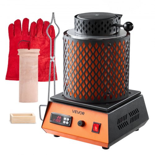 

VEVOR Four de Fusion Électrique 1350 W, Kit de Fusion d'Or avec Température Maximale 1150 ℃, avec Creuset en Céramique de 3 kg, pour Fabrication de Bijoux, Coulée et l'Affinage des Métaux, Atelier
