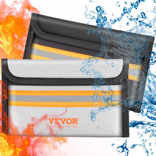 VEVOR Sac Anti-Feu Imperméable 20,5x12 cm Porte-Documents Ignifuge Jusqu'à 1093 ? Pochette Anti Feu