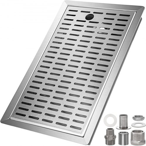 Vevor Plateau égouttement égouttoir Inox Bac égouttage Bière Avec Drain 48x31 Cm