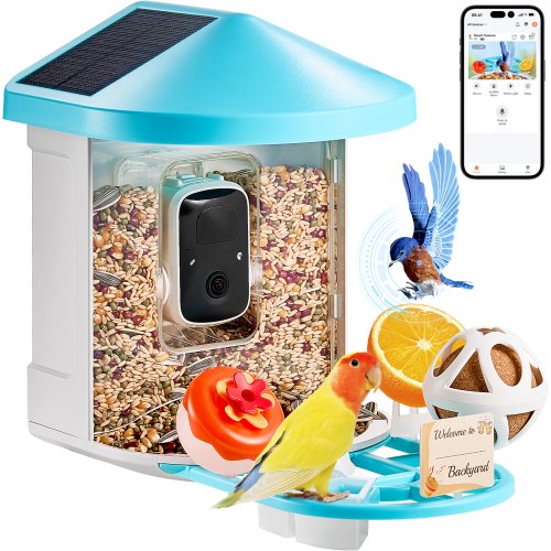 

VEVOR Mangeoire à Oiseaux Intelligent Solaire Caméra AI Identifier 10000 Espèces