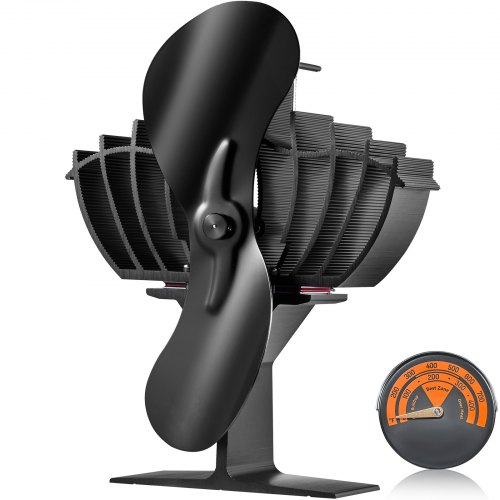 VEVOR Ventilateur de Poêle à Bois 180x107x195 mm Ventilateur Cheminée Alimenté par Chaleur 2 Pales S