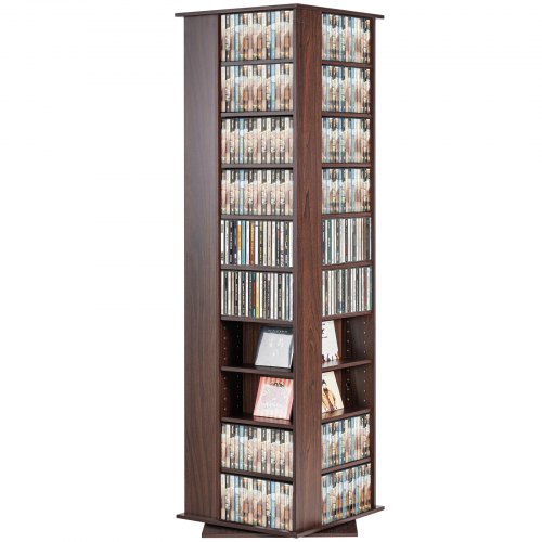 

VEVOR Armoire de rangement multimédia étagère rotative DVD 1040 CD marron foncé