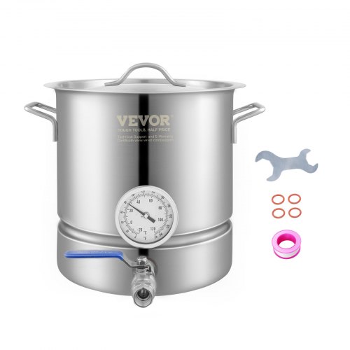 VEVOR Cuve de Brassage 19 L en Acier Inoxydable Cuve Fermentation Bière Fond de Pot à Trois Couches 