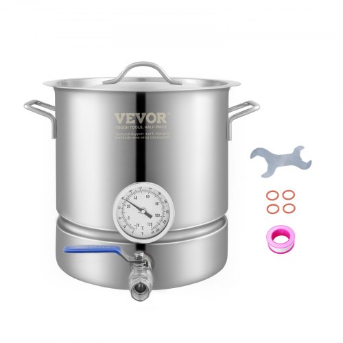 VEVOR Cuve de Brassage 19 L en Acier Inoxydable Cuve Fermentation Bière Fond de Pot à Trois Couches