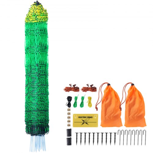 

VEVOR Kit filet de clôture électrique 1,06x49,98 m clôture filet PE avec poteaux piquets à double pointe, maille portable utilitaire pour chèvres, moutons, agneaux, cerfs, porcs, chiens, cours, fermes