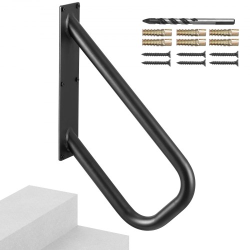 

VEVOR Main courante d'escalier pour marches extérieures, 480 mm, rampe de sécurité murale pour 1-2 marches, finition noire mate, rampe d'escalier pour personnes âgées, femmes enceintes, handicapées