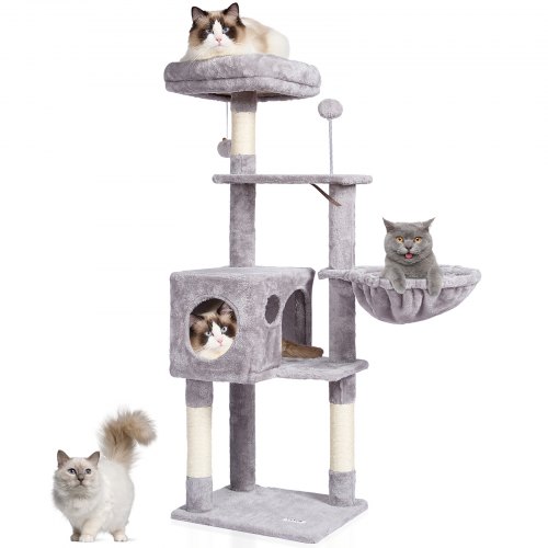 

VEVOR Arbre à chat 115 cm tour à chat d'intérieur avec griffoir sisal gris clair