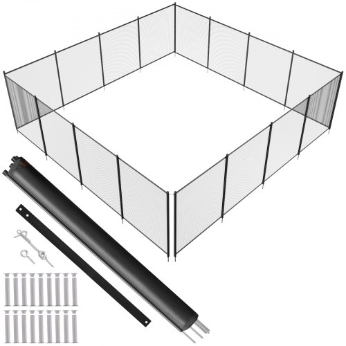 

VEVOR Clôture de Piscine, Barrière de Piscine Creusée 1,21x14,63 m Clôture Amovible de Sécurité Pliable Tige en Aluminium Tissu Maille PVC Teslin 340 g/m² pour Protection Enfants Animaux Domestiques