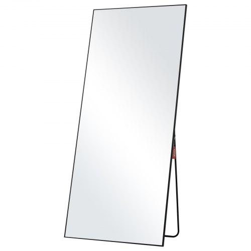 

VEVOR Miroir pleine longueur, 1800x785 mm, grand miroir de sol rectangulaire suspendre incliner verre trempé avec support, cadre alliage d'aluminium, miroir de dressing mural pour salon, chambre, noir