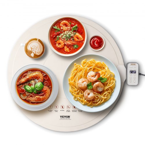 

VEVOR Chauffe Plat Électrique en Silicone Enroulable et Portable, Plateau Chauffant pour Buffet 60 cm, Tapis Chauffant Alimentaire avec 4 Réglages de Température, Arrêt Automatique, pour Restaurant