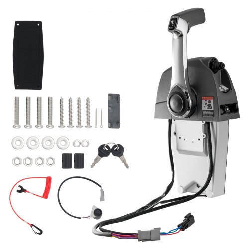 

VEVOR Boîtier de Commande à Distance Hors-bord, Compatible avec Evinrude Johnson 5006186, Commande d'Accélérateur de Bateau Montage Supérieur, avec Interrupteur de Trim Électrique, pour Direction