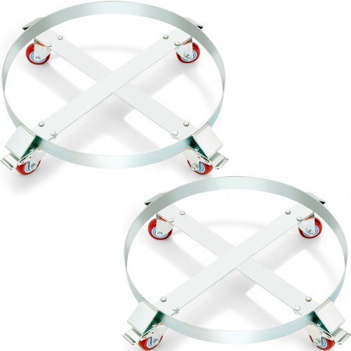 

VEVOR Porte-Fût 250 L 2PCS Chariot à Baril Capacité de Charge 454 kg Plateau Roulant Cadre Acier Socle Rouleur Outil 4 Roulettes Pivotantes pour Manutention Fûts Tambours Bidons Huile Entrepôts Usines
