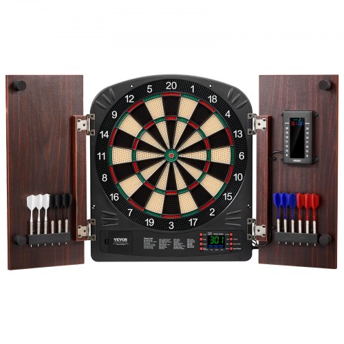 

VEVOR Kit Cible de Fléchettes et Armoire Prêt à Jouer, Armoire à Fléchettes avec Tableau de Score Électrique, Jeu de Fléchettes Assemblage Facile, avec Tous les Accessoires, pour Jeux de Cricket