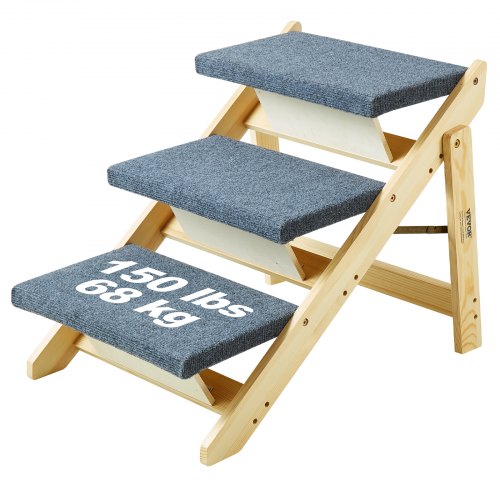 

VEVOR Escalier en bois pour animaux de compagnie, 3 marches, rampe escalier convertible 2 en 1 pour chiens de petites et grandes races, capacité charge 68 kg, pour accès aux lits, canapés, véhicules