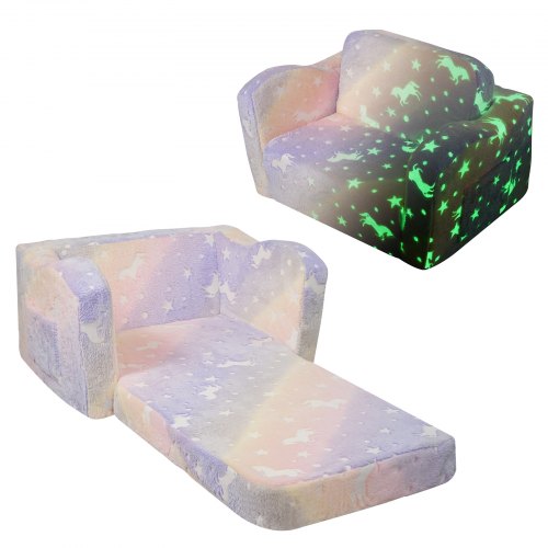 

VEVOR Fauteuil pour enfant canapé pliable en tissu phosphorescent arc-en-ciel