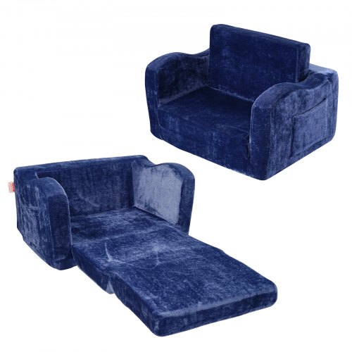 

VEVOR Fauteuil pour enfants pliable, canapé pour enfant 2 en 1, en éponge 25D haute densité souple et confortable et housse en tissu de flanelle, meuble de salle de jeux, cadeau pour tout-petits, bleu