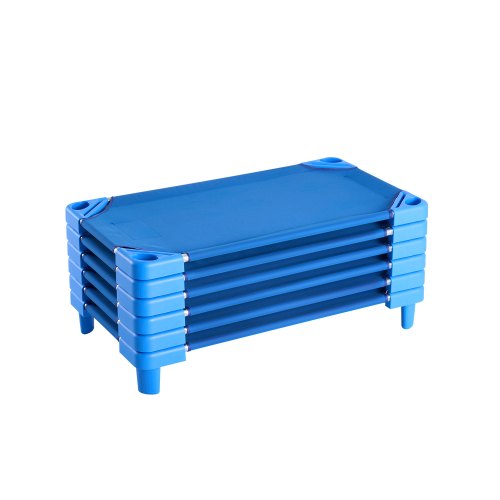 VEVOR Lit de sieste empilable pour enfant, 6 pcs, lit de couchage portable pour tout-petits, 102 x 57 cm, lit de garderie pour enfants, pour salle de classe préscolaire, pour dormir, se reposer, bleu
