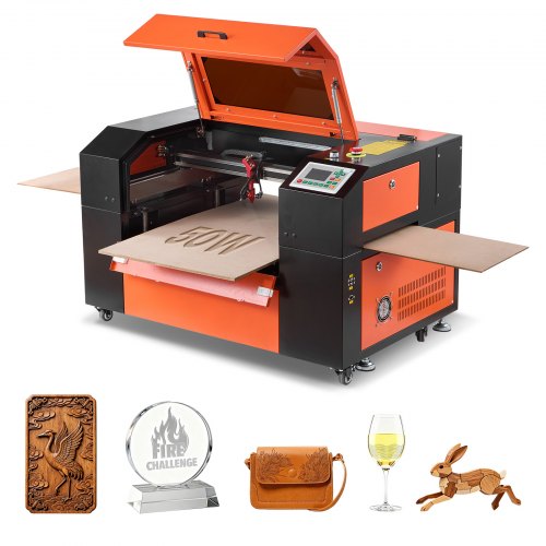 

VEVOR Graveur Laser CO2 50 W Machine à Graver Laser CO2 500x300 mm, Machine de Gravure et Découpe Passage 4 Voies, Compatible avec LightBurn CorelDRAW, pour Bois Acrylique Cuir, avec Assistance d'Air