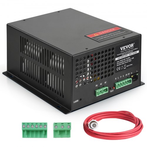 

VEVOR Alimentation Laser CO2, Alimentation pour Tube Laser 60 W, Protection contre Courant Constant et Circuits Ouverts, Dissipation Thermique Rapide, Compatible avec Graveurs et Découpeurs Laser