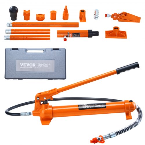 

VEVOR Vérin Hydraulique 12 T, Presse Hydraulique Carrosserie Carrossier Portable Course 132 mm, avec Tuyau d'Huile de 1,4 m et Coffret, pour la Réparation de Châssis de Voiture Construction Auto