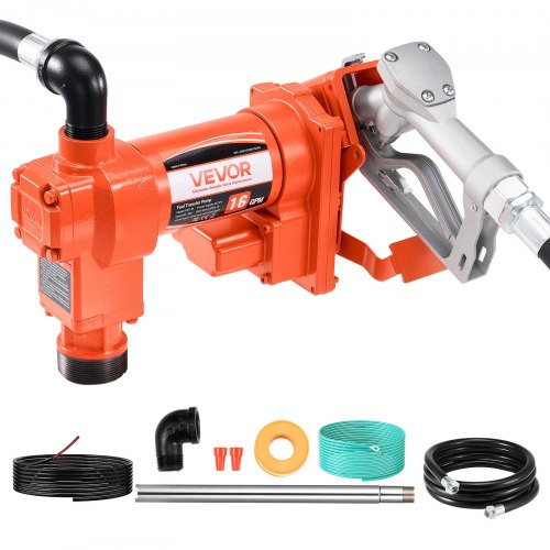 

VEVOR Pompe Transfert Carburant 12 V CC 60,5 L/min 1/4 CV Pompe Transfert Diesel avec Buse Manuelle, Tuyau de Refoulement et d'Aspiration, pour Essence, Kérosène, Mélanges Éthanol, Méthanol, Biodiesel