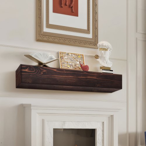 

VEVOR Étagère Flottante Murale de Cheminée, 122 x 20,3 x 12,7 cm, Manteau de Cheminée Flottant en Bois Naturel, Capacité de Charge 22,7 kg, Fabriqué à la Main, pour Décoration Murale, Marron Rustique