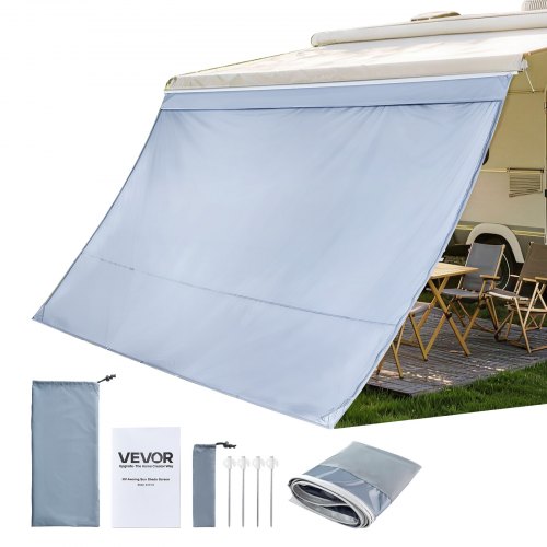 

VEVOR Paroi Avant pour Store de Camping-car 2x3,3 m, Façade de Store Compatible avec Auvent 3,5 m, Pare-soleil Caravane Voyage, avec Couverture Zippée UV50+ en PU, Maille Polyester Double Couture