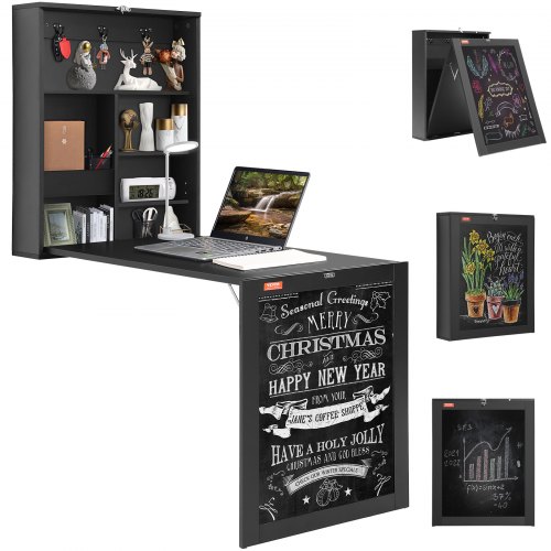 

VEVOR Table Murale Rabattable 60x16,5x75 cm Bureau Mural Rabattable en Panneau de Particules Table à Rabat Murale avec Tableau Noir et Crochets pour Espace Limité Cuisine Salle à Manger Petit Chambre