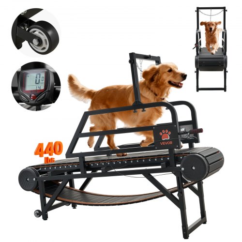 

VEVOR Tapis de Course pour Chien Moyenne et Grande Taille Tapis Roulant sans Moteur pour Exercices Intérieur Chiens, Inclinaison Réglable jusqu'à 15 cm, Charge Max 199,58 kg, Frein de Sécurité, Roues