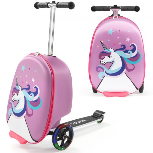 

VEVOR Valise Trottinette Enfant, Capacité 20 L, Bagage à Roulettes, Charge 50 kg, avec Roues PU, Poignée Réglable et Antidérapante TPR, Pliable et Légère, pour Voyages Enfants 5 Ans et Plus, Violet