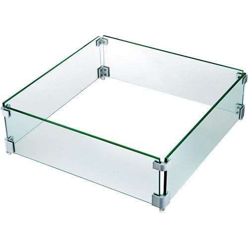 Barrière Coupe-Vent en Verre Trempé pour Table à Feu 47 x 47 x 15,2 cm