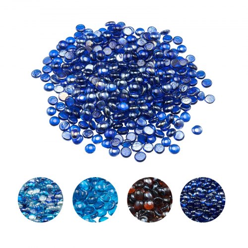 

VEVOR Verre de Feu pour Braséro, 9 kg, Pierres en Verre pour Foyer à Gaz, 19,05 mm, Perles de Verres, Sans Fumée, Réfléchissantes, Pierres Décoratives Résistantes, pour Cheminées à Gaz, Bleu Cobalt