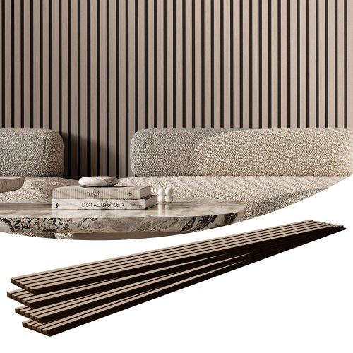 

VEVOR Panneaux acoustiques à lattes en bois 2400 x 200 mm, lamelles acoustiques en MDF pour mur intérieur moderne, panneaux muraux en faux bois pour la décoration, la réduction du bruit, bois d'argent