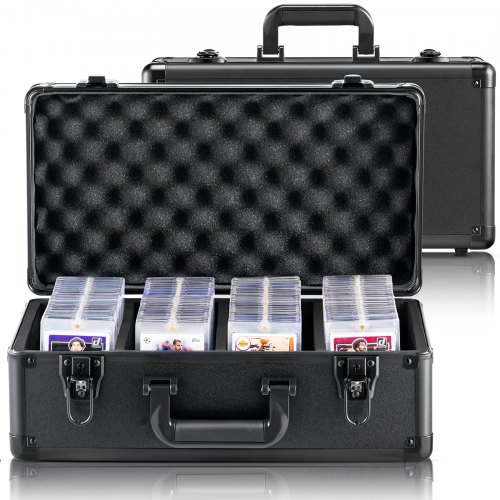 

VEVOR Boîte de rangement pour cartes gradées, 4 emplacements, étui de transport pour cartes de sport gradées avec séparateurs mousse, verrou à clé, pour 96 PSA, 68 BGS, 76 SGC cartes, 348 top loaders