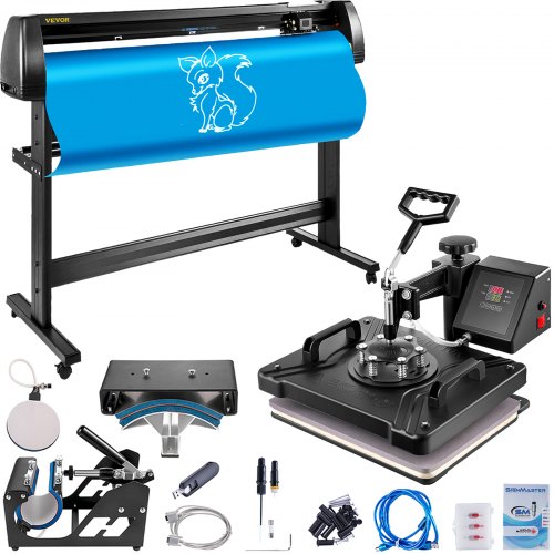 VEVOR 5 en 1 Presse à Chaud 29 x 38 cm + 1350 mm Plotter de Découpe Vinyle, 1200 W Traceur de Coupe