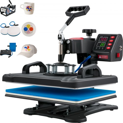 

5 en 1 Presse à Chaud Machine de Sublimation Textile 30x38 cm Machine d'Impression 1250 W Presse à Chaleur Polyvalente Pivotante à 360° Transfert Efficace Imprimante pour T-shirts Casquettes