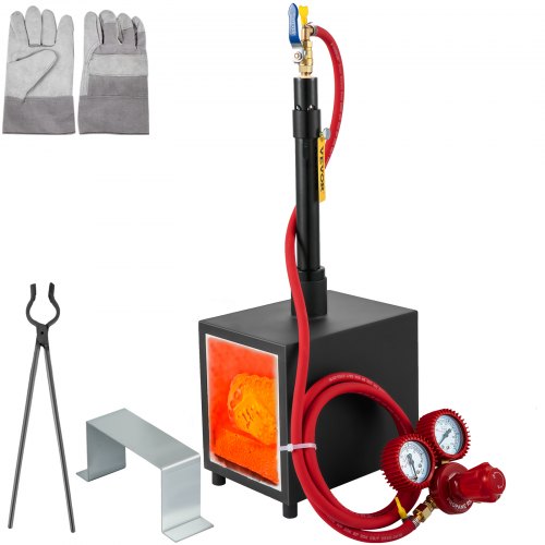 VEVOR Forge à Gaz Propane Four de Fusion Forge à Couteaux Portable Forge Efficace Économique en Acier pour Forgeage Métaux Bricolage (Carré 1 Brûleurs)