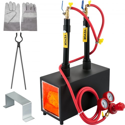 VEVOR Forge à Gaz Propane Four de Fusion Forge à Couteaux Portable Forge Efficace Économique en Acier pour Forgeage Métaux Bricolage (Carré 2 Brûleurs)