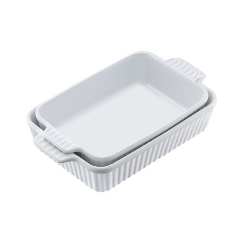 

Plat de cuisson en céramique Lot de 2 plats de cuisson rectangulaires profonds pour la cuisson Blanc