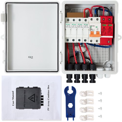 VEVOR Boitier de Jonction Photovoltaïque Solaire 15 A Boîte de Combinaison PV 500 V Boîtier Combiné PV Pour Immeubles de Bureaux Usines Industrielles Immeubles Résidentiels Abris de Voiture Véhicules