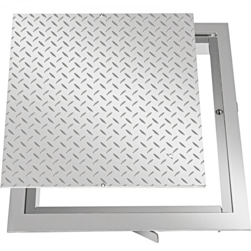 VEVOR Couvercle de Regard en Acier Galvanisé 60x60 cm, Plaque d'Égout Encastrée 4 cm, Couvercle pour Regard avec Cadre, Couvercle Regard Galvanisé bien Scellé Verrouillé, Puits Canalisation Drainage