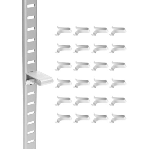 

VEVOR Clips pour Crémaillère d'Étagère Lot de 40 Pinces de Support Réglables pour d'Étagères en Métal Bois Verre, Clips en Acier pour Rails d'Étagères, Armoires, Bibliothèques, Présentoirs, Argenté