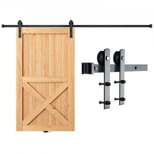 VEVOR Kit Quincaillerie de Porte Coulissante de Grange 300 cm Rail de Porte Coulissante Convient Por