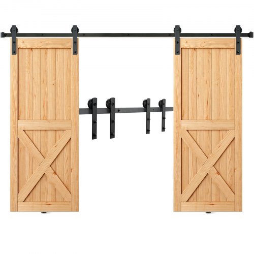 

VEVOR Kit Quincaillerie de Porte Coulissante de Grange 244 cm Rail Porte Coulissante Convient Double Porte Largeur 1,12-1,32 m Épaisseur 32-45 mm Charge 150 kg Poulie Silencieuse Forme I pour Maison
