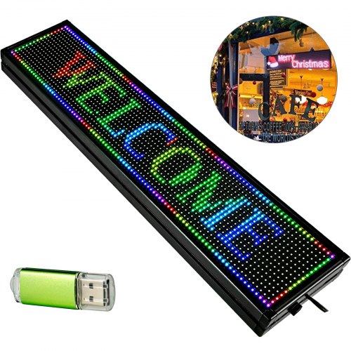 

VEVOR Signe de défilement Led Signe Coloré 10mm Led Signe Lumineux 101x20cm Led Panneau d'Affichage Numérique Panneau de défilement programmable