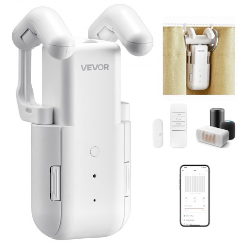 

VEVOR Ouvre-rideau Électrique Automatique, Robot de Rideau Intelligent Contrôle par APP et Télécommande, Compatible avec Alexa et Google Home, Ouverture Fermeture Programmées, pour Tringles Romaines