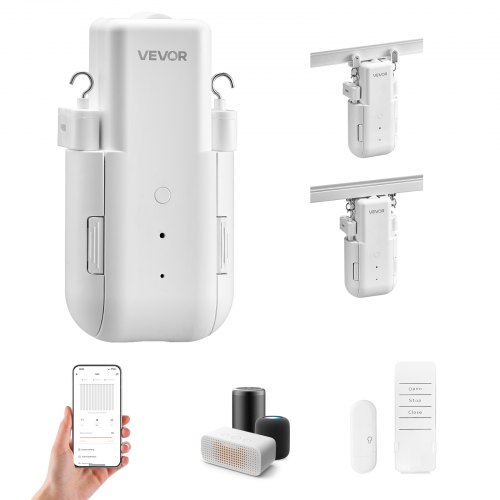 

VEVOR Ouvre-rideau Électrique Automatique, Robot de Rideau Intelligent Contrôle par APP et Télécommande, Compatible avec Alexa et Google Home, Ouverture Fermeture Programmées, pour Rails en U et I