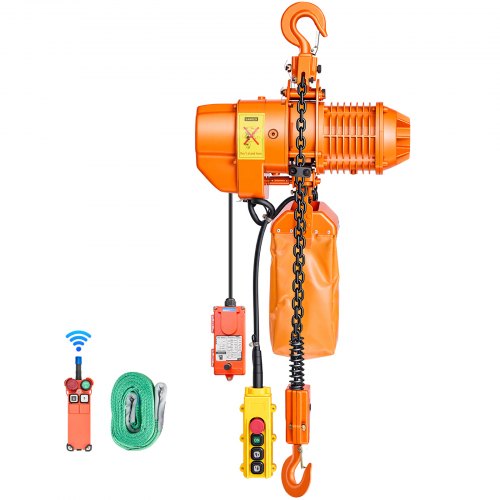 

VEVOR Palan Électrique à Chaîne 1000 kg Palan Électrique Hauteur Levage 6 m pour Usine, Entrepôt, Garage, Triphasé, Double Vitesse, avec Télécommande sans Fil 100 m Filaire 4,5 m, Chaîne Double G80