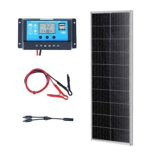 

VEVOR Kit Panneau Solaire Monocristallin 100 W, Panneau Solaire 12 V + Contrôleur de Charge Module PV Monocristallin à Haute Efficacité 23 % Étanche IP68 pour Maison, Camping-car, Bateau, Hors-réseau